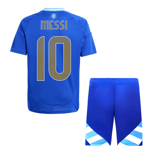 Kid's MESSI #10 Argentina Away Soccer Jersey Kit(Jersey+Shorts) 2024