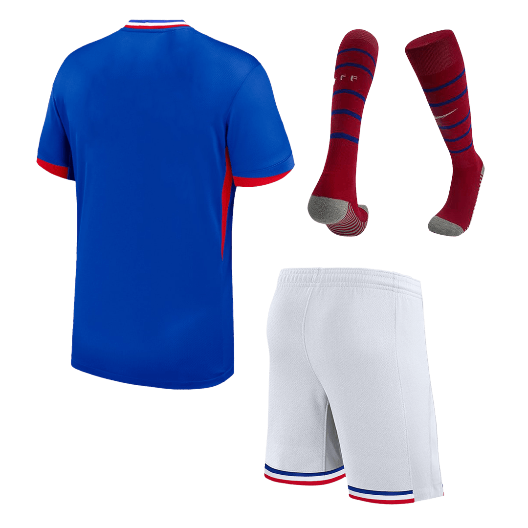 Kid's France Home Soccer Jersey Kit(Jersey+Shorts+Socks) Euro 2024