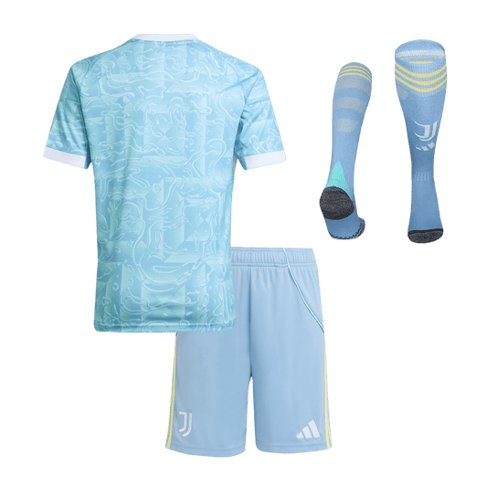 Kid's Juventus Away Soccer Jersey Kit(Jersey+Shorts+Socks) 25/26 Blue