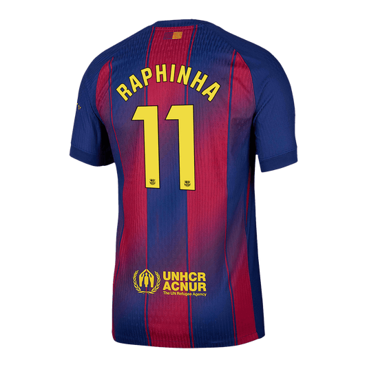 Authentic RAPHINHA #11 Barcelona Home Soccer Jersey 2025/26 Red&Blue
