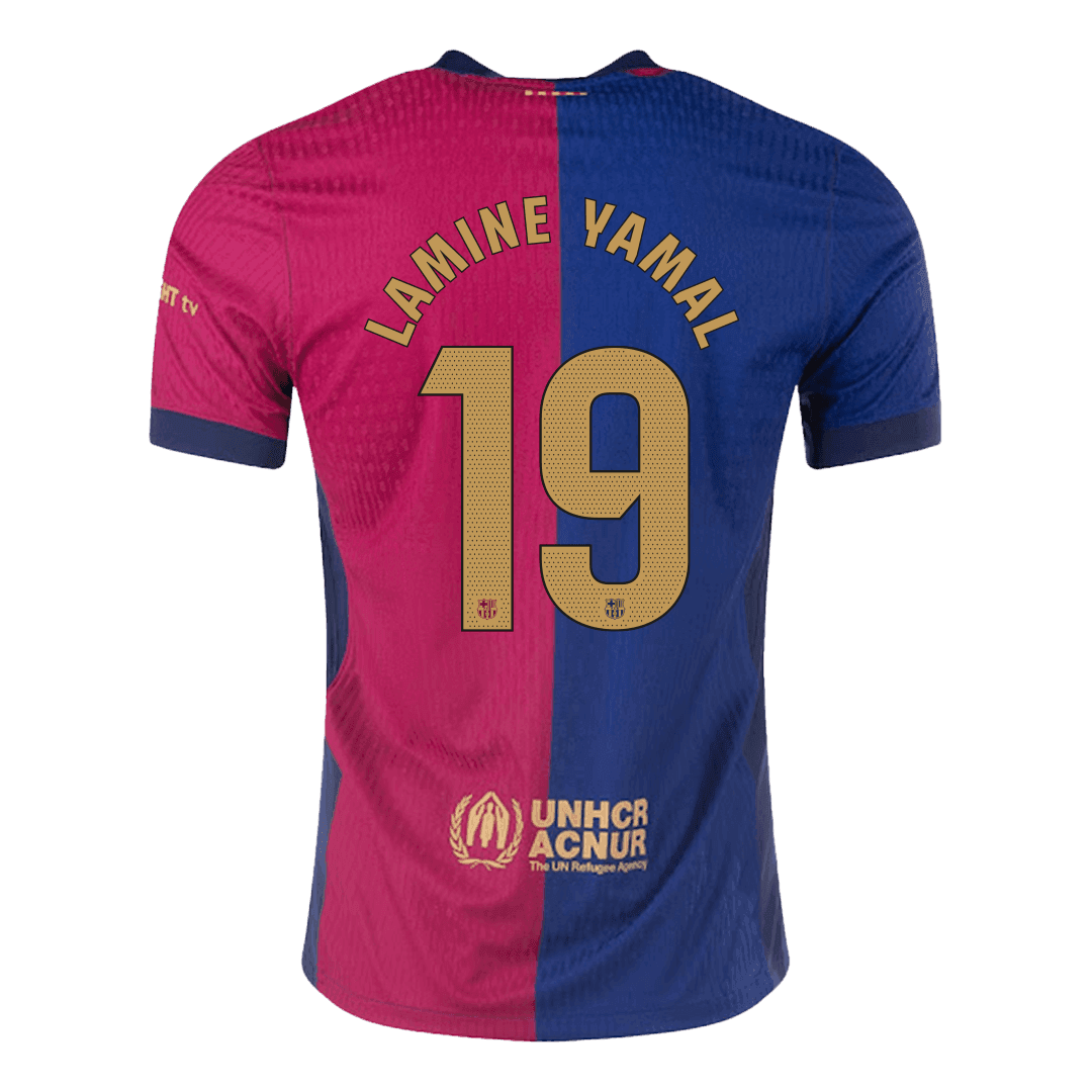 Authentic LAMINE YAMAL #19 Barcelona Home Football Shirt 2024/25- - old sponsor