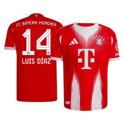 Authentic LUIS DÍAZ #14 Bayern Munich Home Soccer Jersey 2025/26 Red