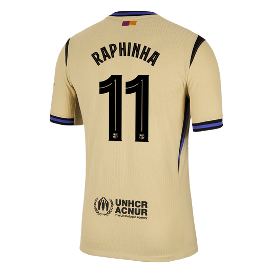 Authentic RAPHINHA #11 Barcelona Away Soccer Jersey 2025/26 Yellow - UCL