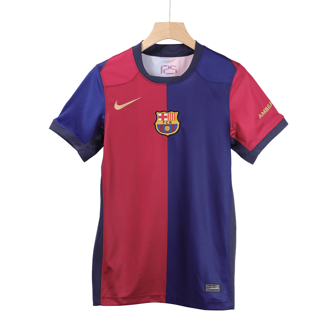 GAVI #6 Barcelona Home Soccer Jersey 2024/25 - Spotify Logo Without Text