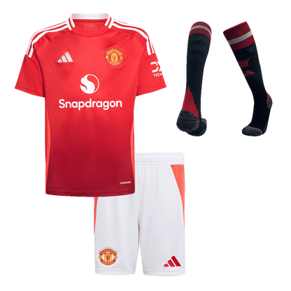 Kid's Manchester United Home Football Shirt Kit (Shirt+Shorts+Socks) 2024/25