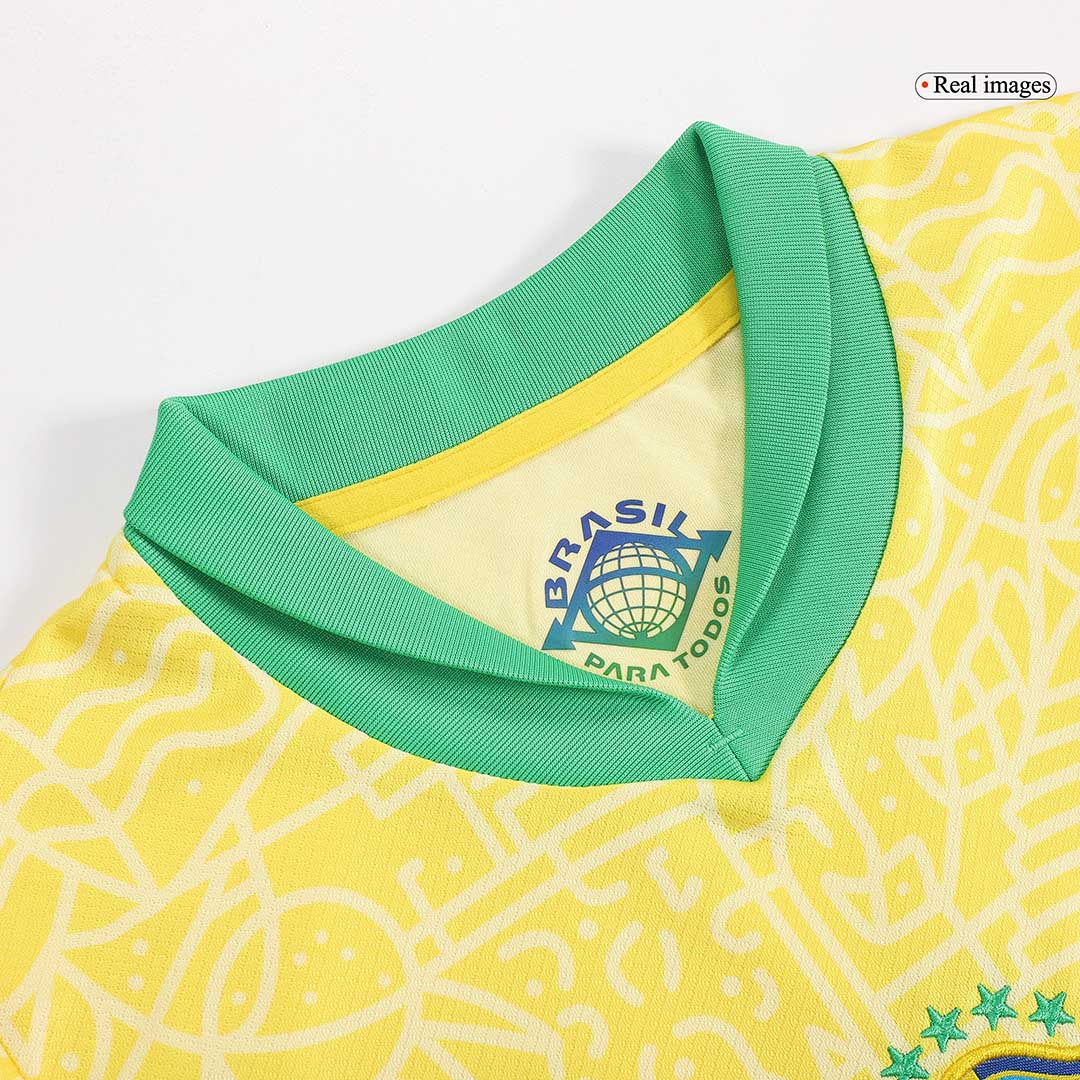 Kid's Brazil Home Soccer Jersey Kit(Jersey+Shorts+Socks) Copa America 2024