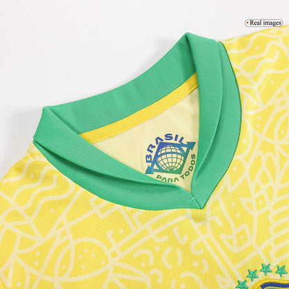 Kid's Brazil Home Soccer Jersey Kit(Jersey+Shorts+Socks) Copa America 2024