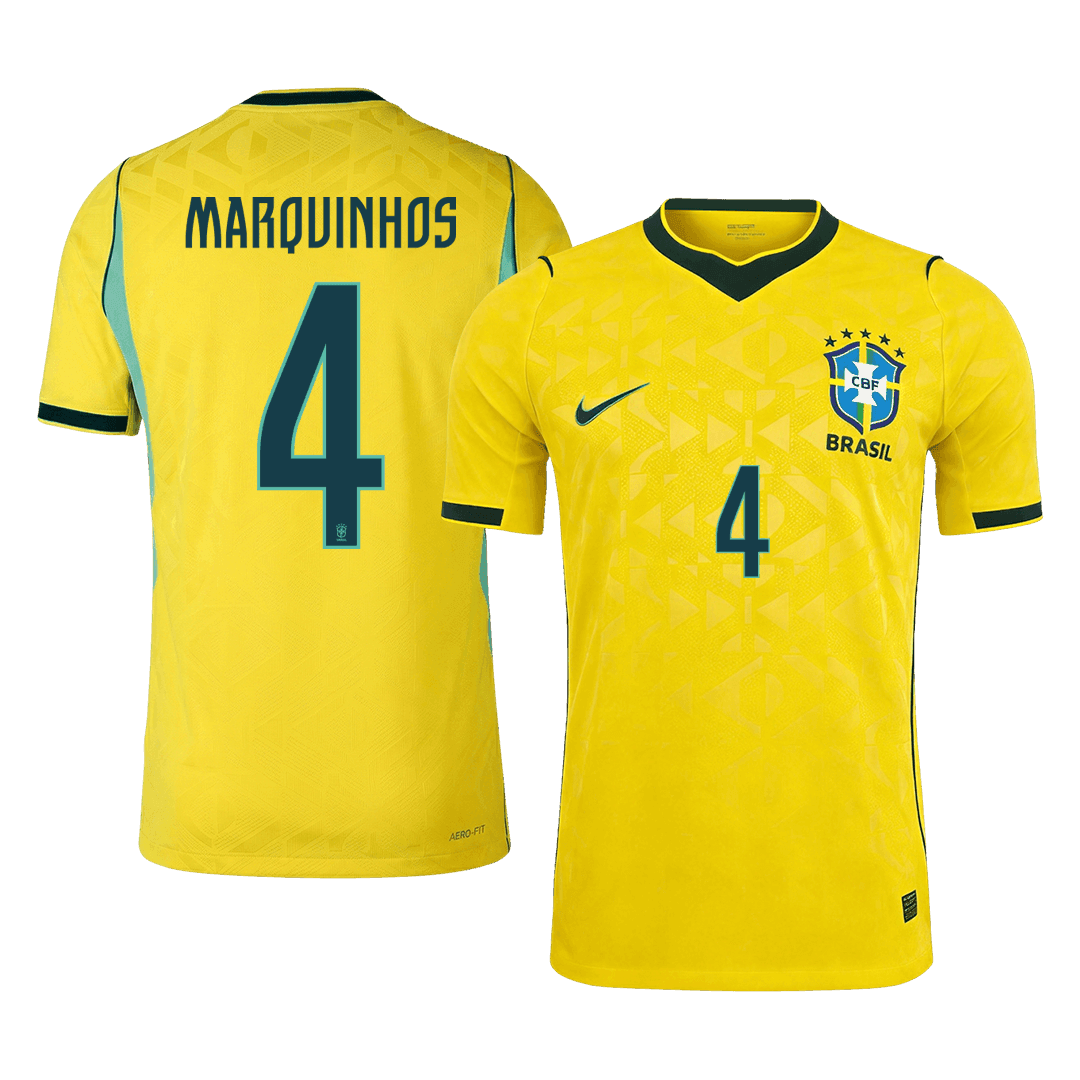 Authentic MARQUINHOS #4 Brazil Home Football Shirt 2026