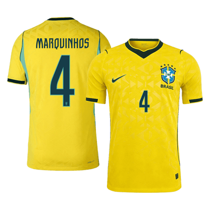 Authentic MARQUINHOS #4 Brazil Home Football Shirt 2026