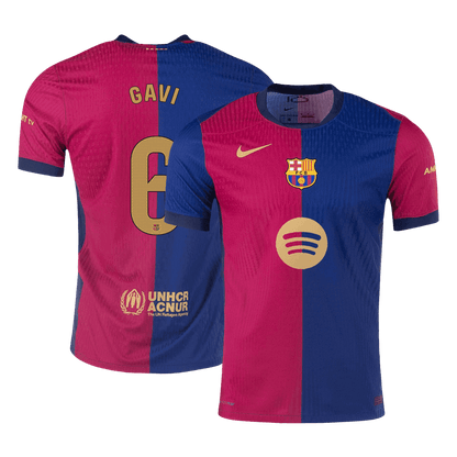 Authentic GAVI #6 Barcelona Home Soccer Jersey 2024/25 - Spotify Logo Without Text