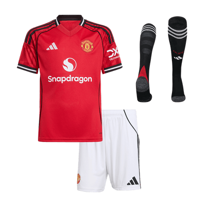 Kid's Manchester United Home Soccer Jersey Kit(Jersey+Shorts+Socks) 2025/26