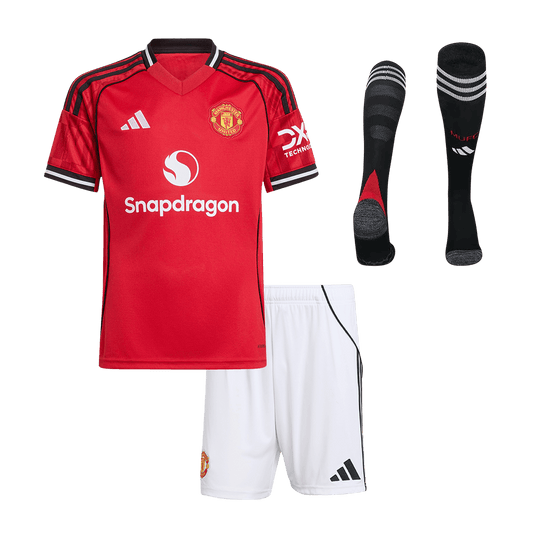 Kid's Manchester United Home Soccer Jersey Kit(Jersey+Shorts+Socks) 2025/26