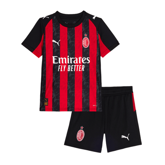 Kid's AC Milan Home Soccer Jersey Kit(Jersey+Shorts) 2025/26 Red&Black