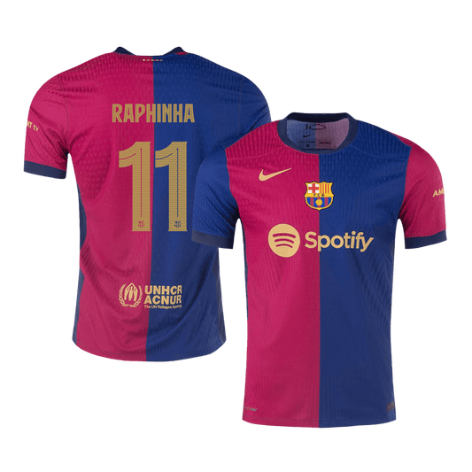RAPHINHA #11 Authentic Barcelona Home Soccer Jersey 2024/25 Red&Blue - UCL