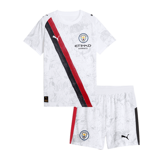 Kid's Manchester City KidSuper Soccer Jersey Kit(Jersey+Shorts) 2025/26 White - Club World Cup