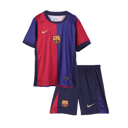 Kid's Barcelona Home Spotify Logo Without Text Football Shirt Kit(Shirt+Shorts) 2024/25