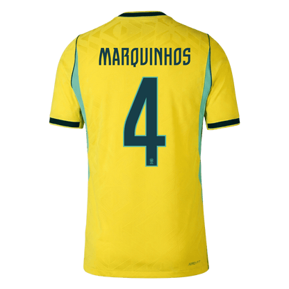 Authentic MARQUINHOS #4 Brazil Home Football Shirt 2026