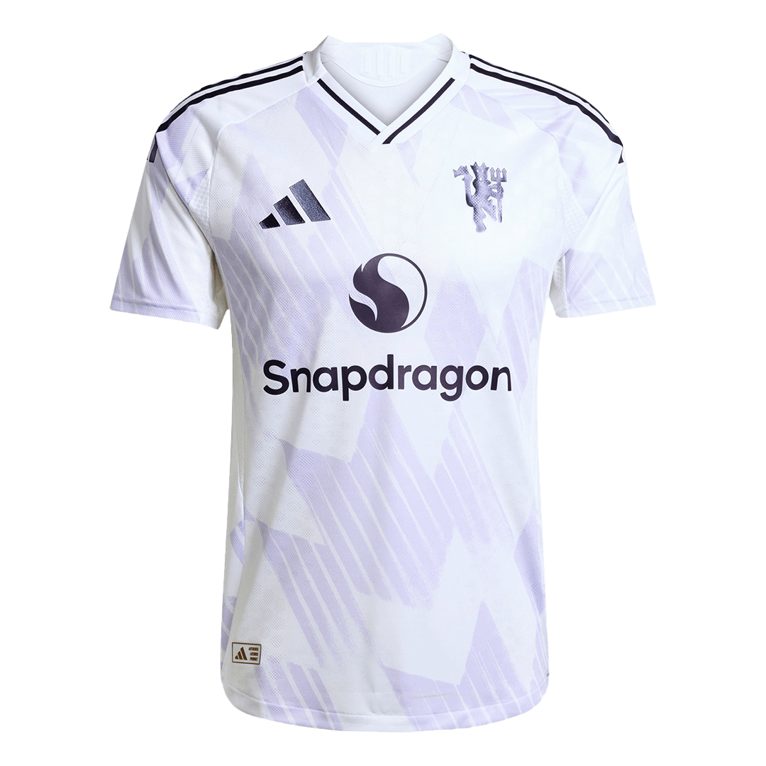 Authentic B.FERNANDES #8 Manchester United Away Soccer Jersey 2025/26 White