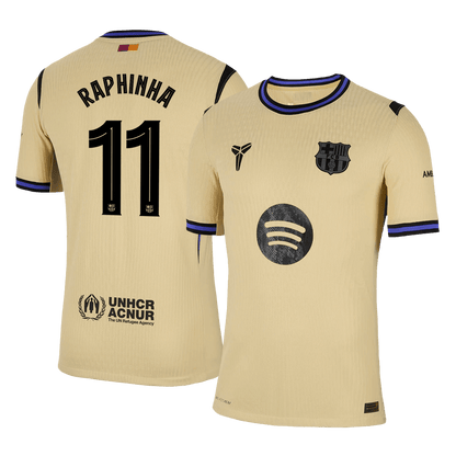 Authentic RAPHINHA #11 Barcelona Away Soccer Jersey 2025/26 Yellow - UCL