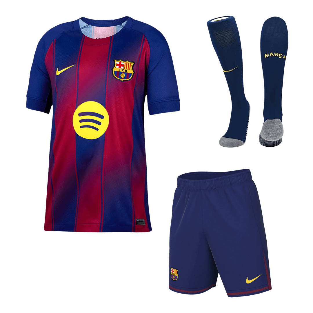 Kid's Barcelona Home Soccer Jersey Kit(Jersey+Shorts+Socks) 2025/26 Red&Blue