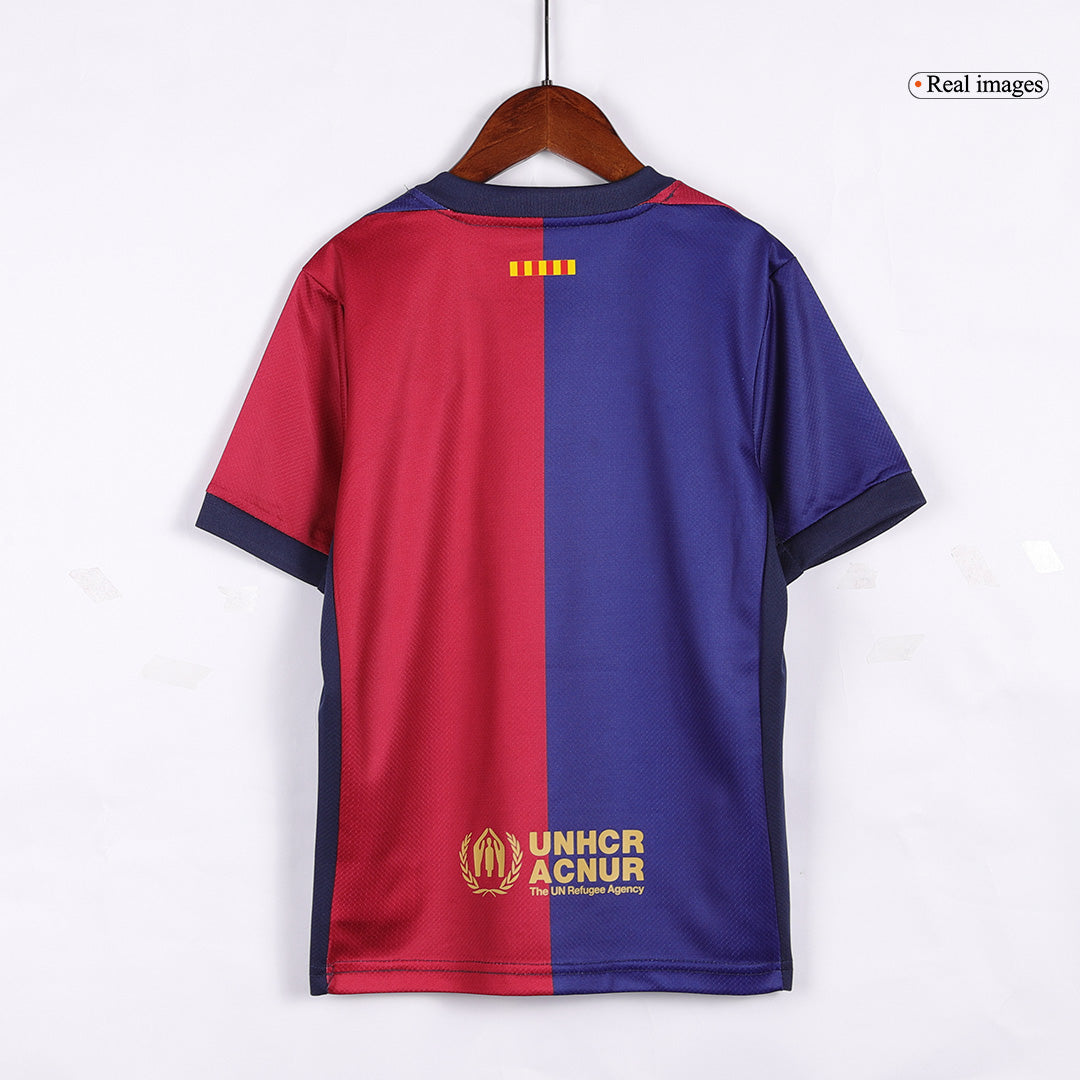 Kid's Barcelona Home Spotify Logo Without Text Football Shirt Kit(Shirt+Shorts) 2024/25