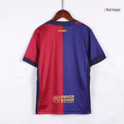 Kid's Barcelona Home Spotify Logo Without Text Football Shirt Kit(Shirt+Shorts) 2024/25