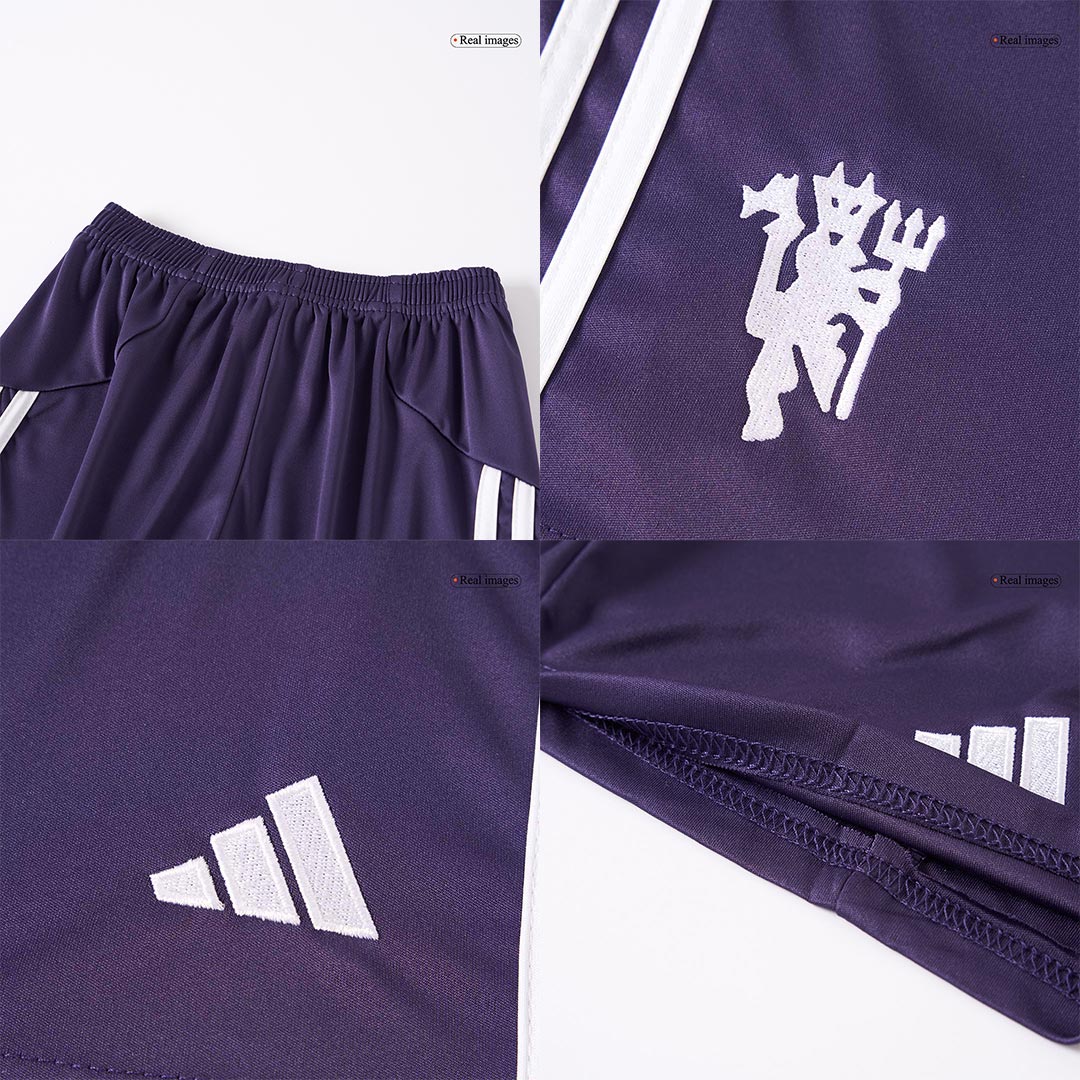 Kid's Manchester United Away Soccer Jersey Kit(Jersey+Shorts+Socks) 2025/26 White