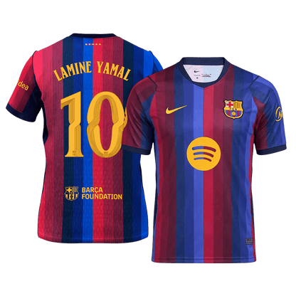 LAMINE YAMAL#10 Men Fan 26/27 Barcelona Home Soccer Jersey Short Sleeve Blue&Garnet - UCL