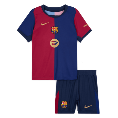 Kid's Barcelona Home Spotify Logo Without Text Football Shirt Kit(Shirt+Shorts) 2024/25