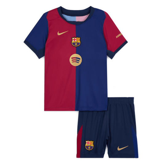 Kid's Barcelona Home Spotify Logo Without Text Football Shirt Kit(Shirt+Shorts) 2024/25