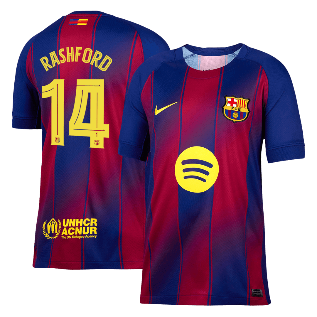 RASHFORD #14 Barcelona Home Soccer Jersey 2025/26 Red&Blue - UCL