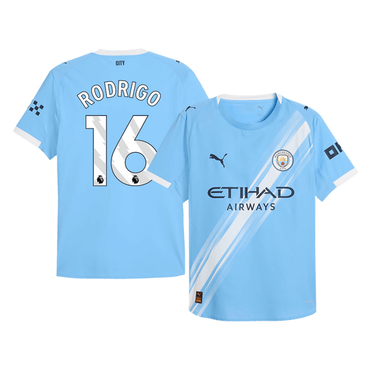 Authentic RODRIGO #16 Manchester City Home Soccer Jersey 2025/26 Blue