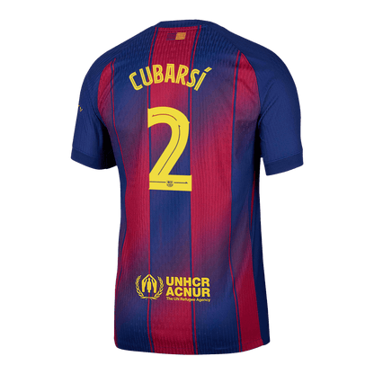 Authentic CUBARSÍ #2 Barcelona Home Soccer Jersey 2025/26 Red&Blue - UCL