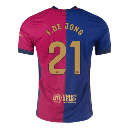 Authentic F.DE JONG #21 Barcelona Home Soccer Jersey 2024/25 - Spotify Logo Without Text
