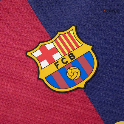 Kid's Barcelona X Coldplay Home Soccer Jersey Kit(Jersey+Shorts) 2024/25 Red&Blue