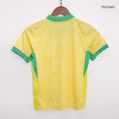 Kid's Brazil Home Soccer Jersey Kit(Jersey+Shorts) Copa America 2024