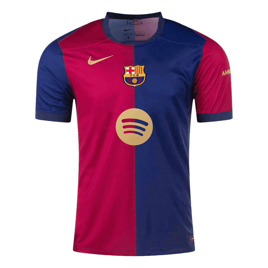RAPHINHA #11 Barcelona Home Soccer Jersey 2024/25 Red&Blue - UCL (Spotify Logo Without Text)