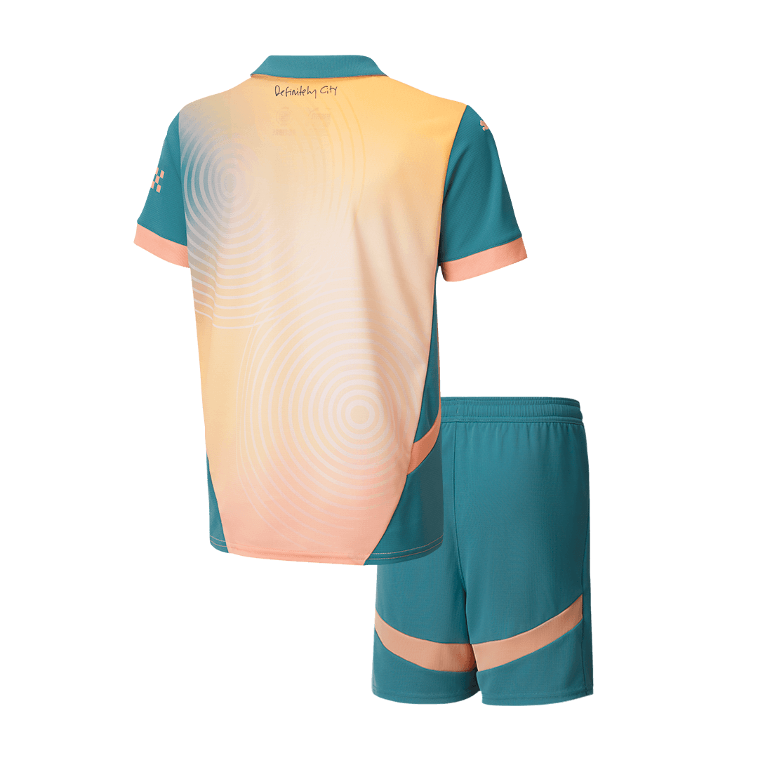 Kid's Manchester City Fourth Away 'Definitely City' Football Shirt Kit (Shirt+Shorts) 2024/25