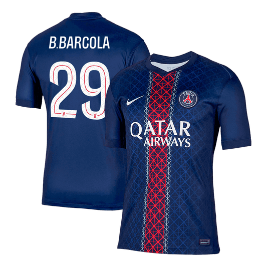 B.BARCOLA #29 PSG Home Soccer Jersey 2025/26 Navy