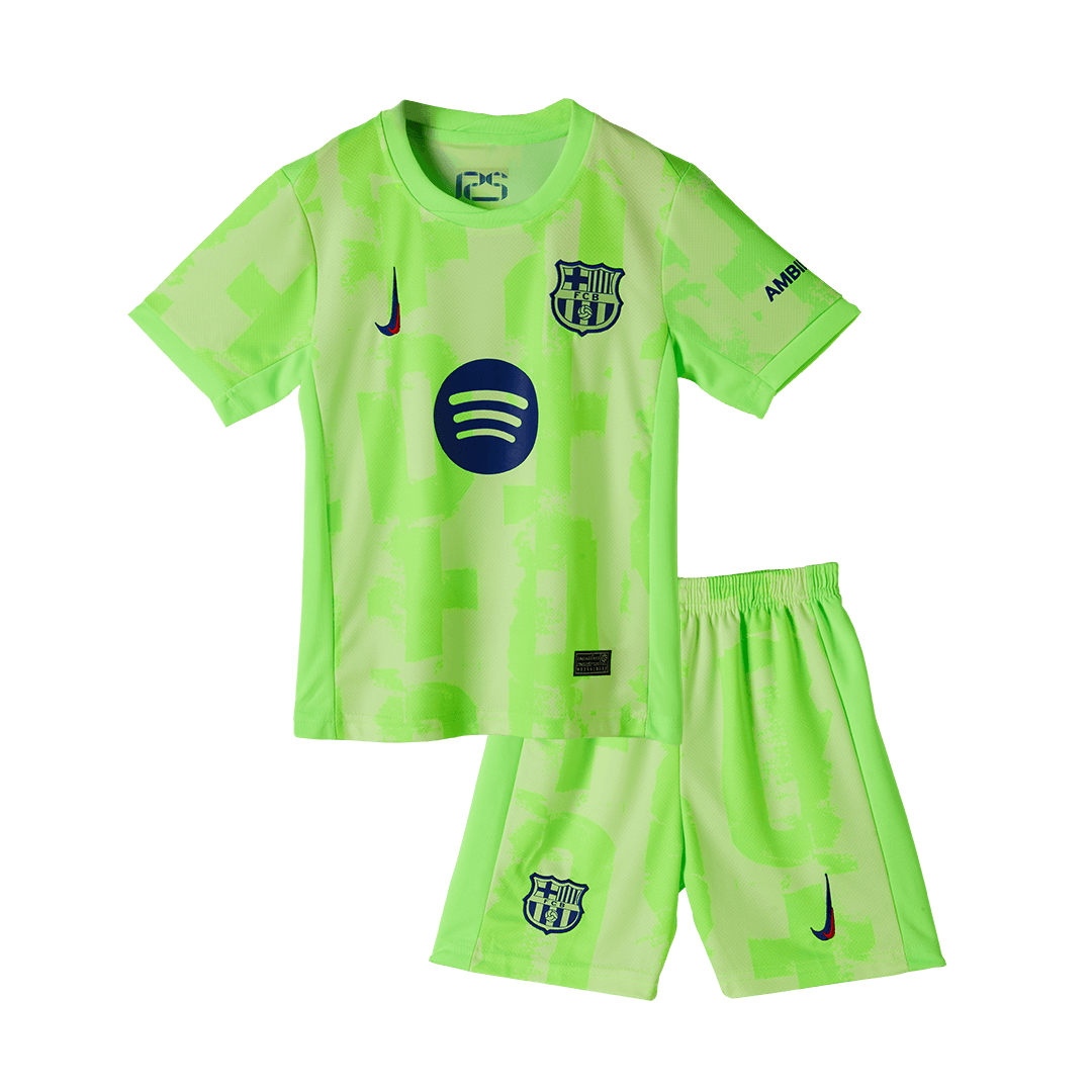 Kid's Barcelona Third Away Football Shirt Kit(Shirt+Shorts) 2024/25 - UCL (Spotify Logo Without Text)