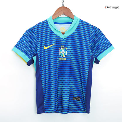 Kid's Brazil Away Soccer Jersey Kit(Jersey+Shorts+Socks) Copa America 2024