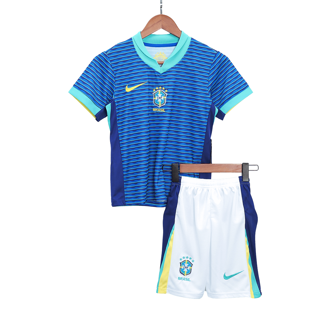 Kid's Brazil Away Soccer Jersey Kit(Jersey+Shorts) Copa America 2024
