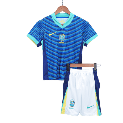 Kid's Brazil Away Soccer Jersey Kit(Jersey+Shorts) Copa America 2024