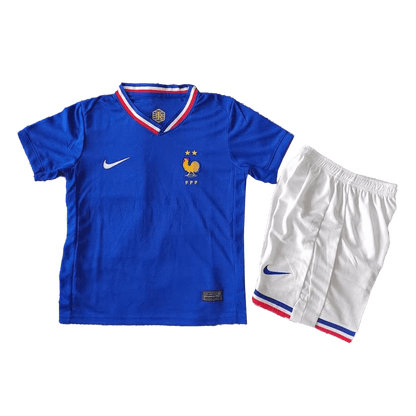 Kid's France Home Soccer Jersey Kit(Jersey+Shorts+Socks) Euro 2024