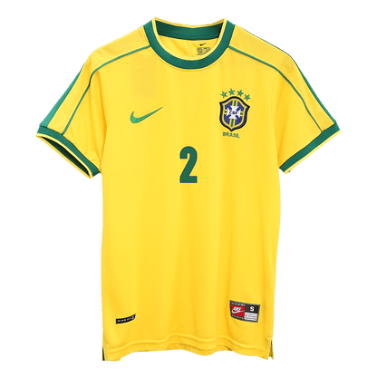 CAFU #2 Retro 1998 Brazil Home Soccer Jersey - World Cup