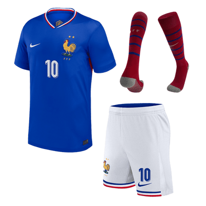 Kid's MBAPPE #10 France Home Soccer Jersey Kit(Jersey+Shorts+Socks) Euro 2024
