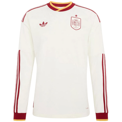 Men Fan 2026 Spain Away Long Sleeve Football Shirt World Cup 2026 White