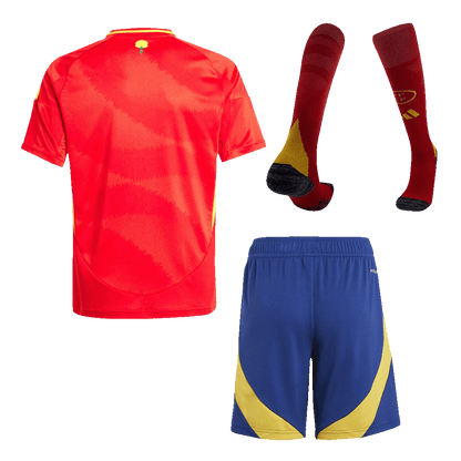 Kid's Spain Home Soccer Jersey Kit(Jersey+Shorts+Socks) Euro 2024