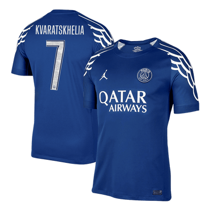 KVARATSKHELIA #7 PSG Fourth Away Soccer Jersey 2024/25 Navy - UCL