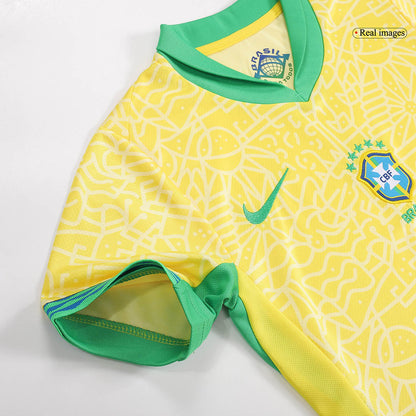 Kid's Brazil Home Soccer Jersey Kit(Jersey+Shorts+Socks) Copa America 2024